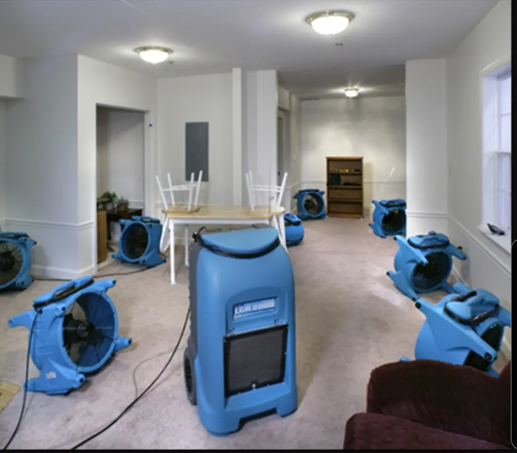 Air movers and dehumidifier setup for Water Extraction & Removal in Port Clinton