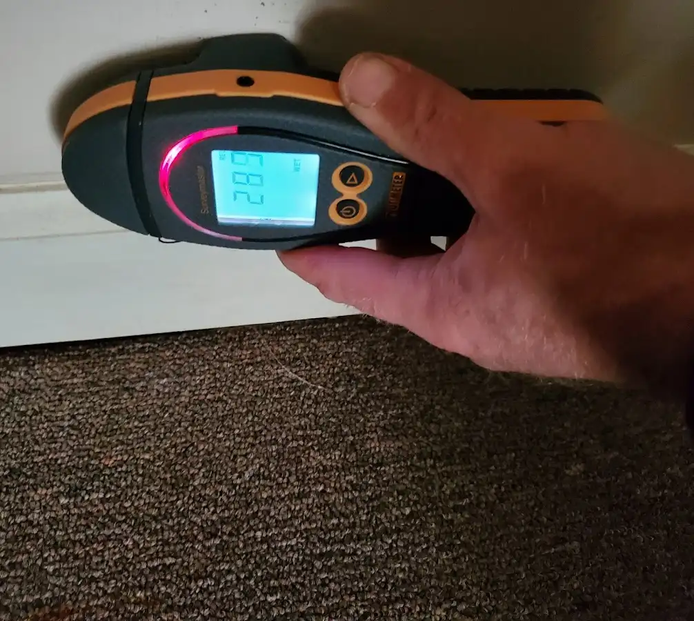 Moisture detection at baseboard during Burst Pipe Cleanup in Port Clinton